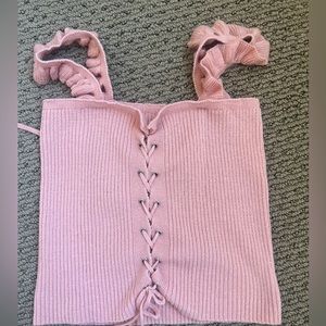 Pink knit corset top